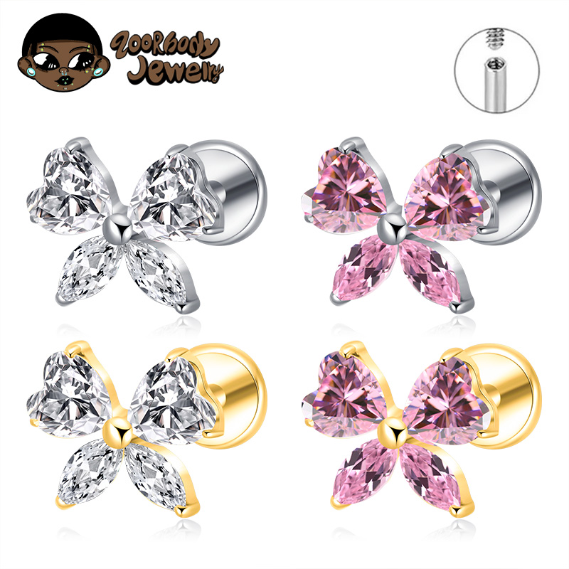 Conch Earring Hoop - ASTM F136 Титановое сердце CZ Лук