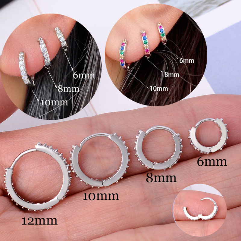 Conch Earring Hoop - Радужные серьги-кольца с цирконием Huggies для
