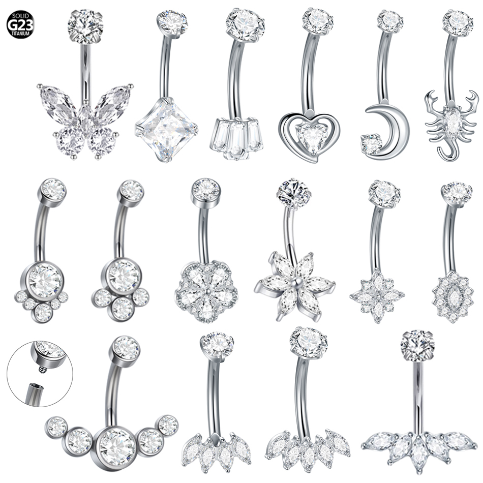 Body Jewelry Internally Threaded - 1 шт., титановое циркониевое кольцо для