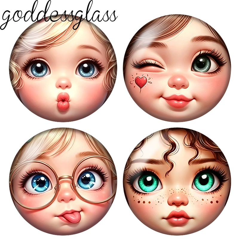 Body Jewelry Top - Круглый стеклянный кабошон с изображением милая