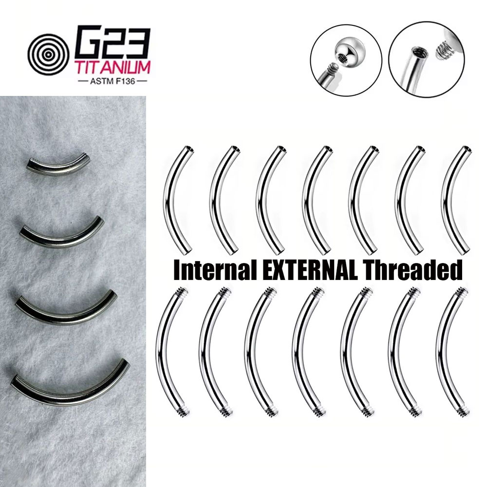 Body Jewelry Internally Threaded - Оптовая продажа, 5/10/50 шт., титановый изогнутый