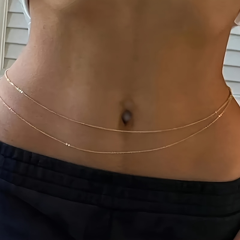 Body Jewelry Chain - Двухслойный золотой металлический пояс-цепочка на талию