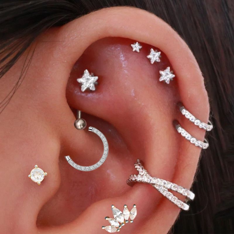 Body Jewelry Surgical Steel - Женские серьги-спирали для пирсинга со звездами,