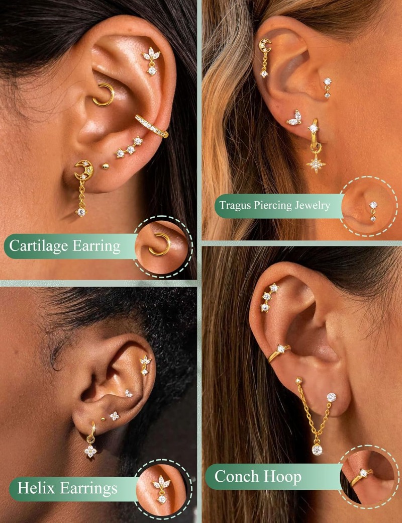 Серьги-гвоздики для хряща уха  – обзор и цена Body Jewelry Surgical Steel